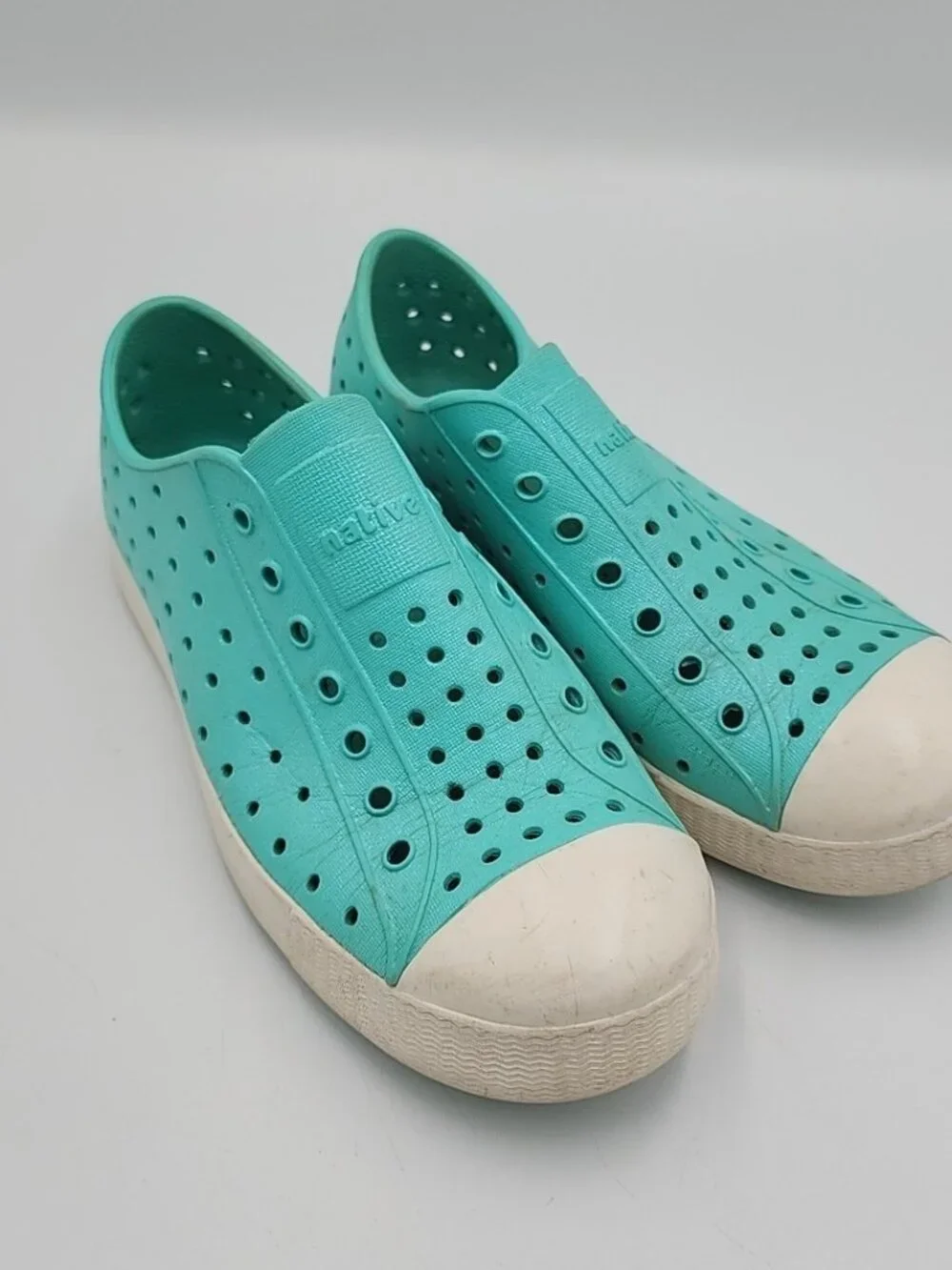 Native Jefferson Shoes Kids C12 Aqua Blue Slip On Girls Water Sneaker